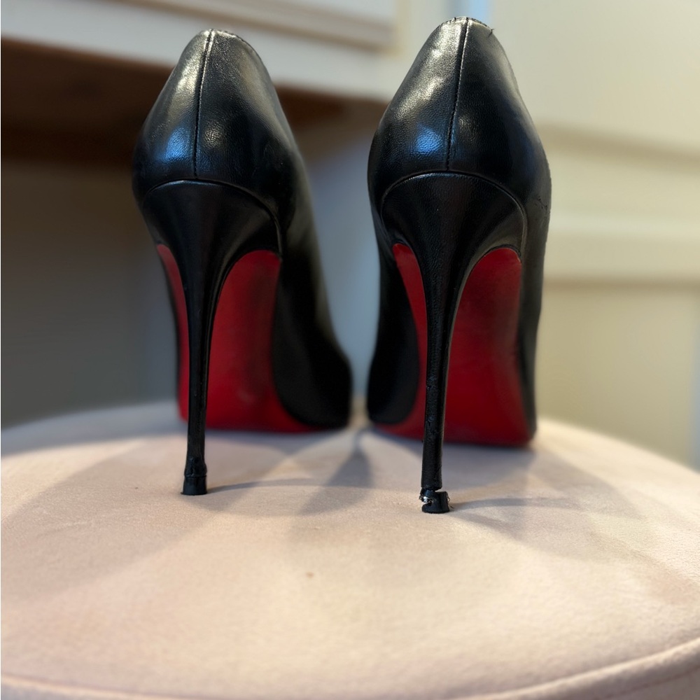 Christian Louboutin Black Leather Pointed Pumps - Picture 5 of 6